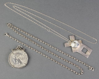 A silver pendant and chain and 1 other 