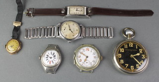 A lady's stylish silver wristwatch and minor watches