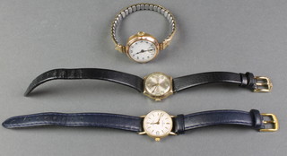 A lady's gold wristwatch and 2 others 