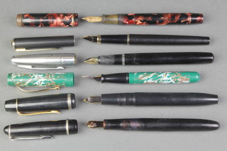 A Platignum fountain pen and 5 others