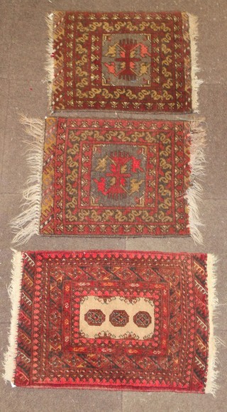 3 Afghan slip rugs 28" x 20" and 23" x 20" (x2)
