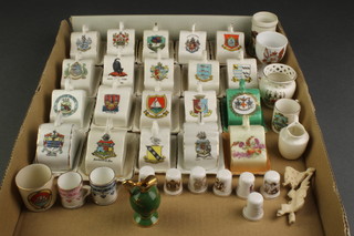 A collection of crested cheese dishes and covers and minor items