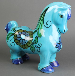 A 1960's Italian turquoise glazed figure of a standing horse 13" 