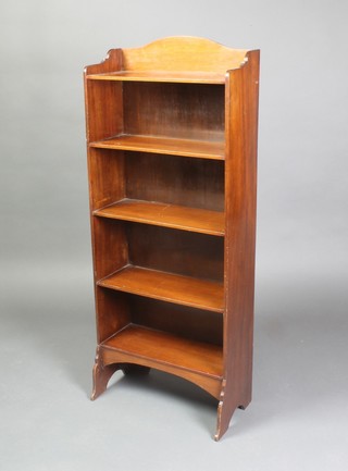 An Edwardian Art Nouveau Liberty's style mahogany range of 5 shelves with raised back, 45 1/2"h x 18"w x 7 1/2"d  