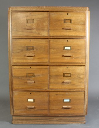 An Art Deco walnut filing chest fitted 8 drawers 40 1/2"h x 41 1/2"w x 24"d 