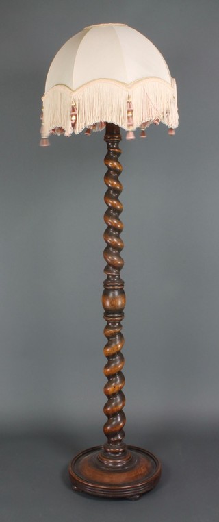 A 1930's Art Deco oak spiral turned standard lamp 55" 