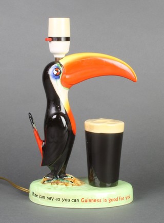 A Carltonware Guinness Toucan table lamp GA/2178, wired for electricity, 9 1/2"h 