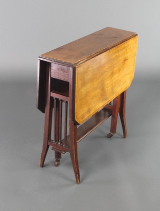 An Edwardian inlaid mahogany crossbanded Sutherland table 21"h x 21"l x 6" when closed x 25" when open 