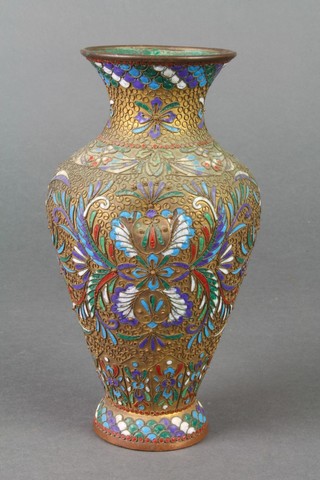A Chinese baluster shaped enamelled vase 7"