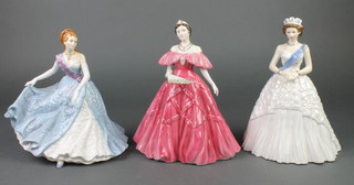 Three Royal Worcester figures - Queen Elizabeth The Queen Mother 4414/7500 9", Regal Majesty 126/4950 10" and Gay Gordons 10" 