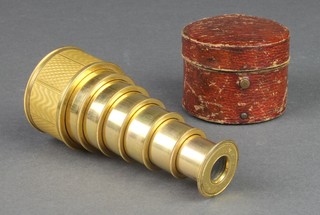 A 19th Century six draw gilt metal pocket telescope inscribed A & H Fraser, Bond St, London, complete with original carrying case 