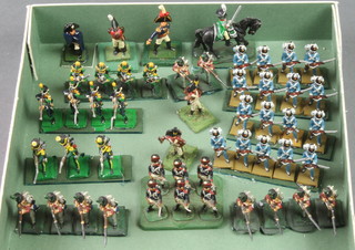 A Napoleonic toy soldier figure and various toy figures of a standing Napoleon, 2 Generals, a mounted officer and 46 Infantrymen 