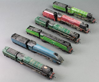 6 Hornby OO gauge locomotives and tenders - Evening Star, Mallard, Battle of Britain Class Spitfire, Britannia, Duchess of Sutherland and The Flying Scotsman 