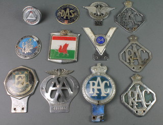 A Civil Service Motoring Association radiator badge, a Beehive AA radiator badge OB58037, 4 RAC radiator badges, 3 other radiator badges