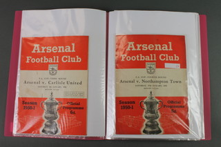 A folder of various Arsenal Football Club programmes 1940's,50's and 60's 
