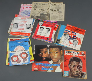 A box of various 1950's boxing match programmes 