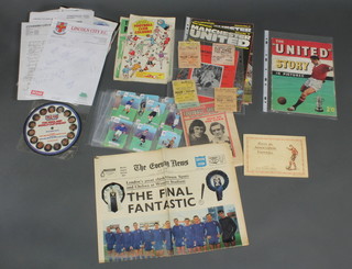 A box of various mixed ephemera, football programmes etc 