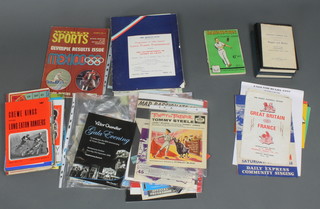 A box containing miscellaneous sporting ephemera including Rugby, Horse Racing, etc 