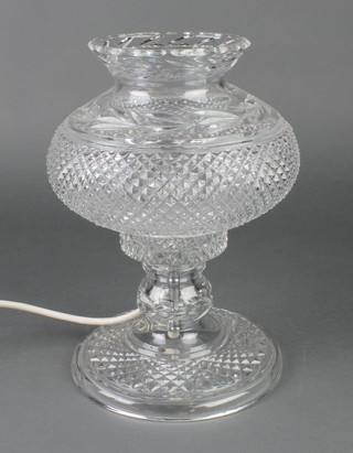 A cut glass baluster table lamp and base 12" 