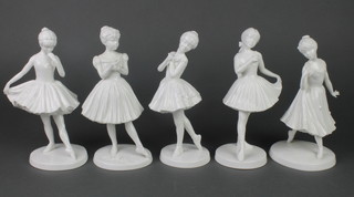 Five Coalport figures of dancers - The Sweetest Rose, The Little Swan, The Flower Fairy, Curtain Call and Butterflies, all 7" 