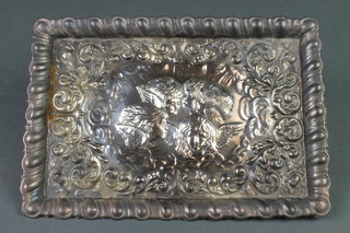 A Reynolds Angle white metal repousse dressing tray/table tray 9" x 6"  