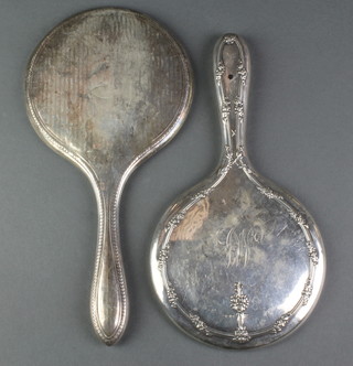 2 silver backed hand mirrors