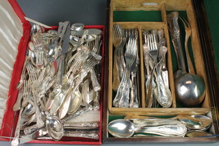 A quantity of silver plated Kings Pattern cutlery in 2 canteens