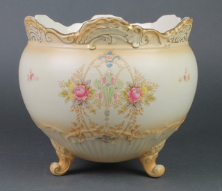 A Crown Devon Fieldings jardiniere decorated with spring flowers 8" 