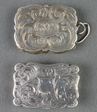 2 Victorian silver rectangular vinaigrettes, 1" 