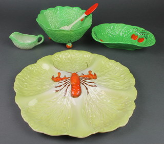 A Carlton Ware salad dish with lobster decoration together with 2 salad bowls, server and sauce boat