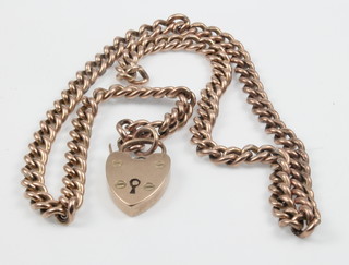 A 9ct gold chain with ditto padlock, 20 grams