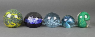 A modern Caithness paperweight 3" and 4 others 