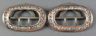 A pair of 19th Century gilt metal, paste set buckles