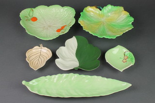 A Carlton Ware leaf dish 14" and 5 other Carlton Ware dishes