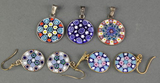 A pair of Murano glass earrings, 1 other and 3 pendants 