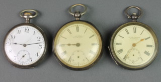 2 silver key wind pocket watches and 1 other 