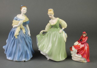 Three Royal Doulton figures - Fair Lady HN2193 7 1/2", Adrienne HN2104 8" and Emma HN3208 4 1/2" 