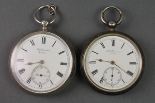 2 silver key wind pocket watches