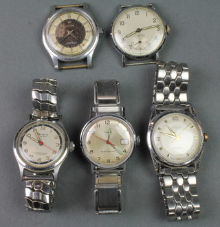 A gentleman's 1960's Timex steel cased wristwatch and 4 others