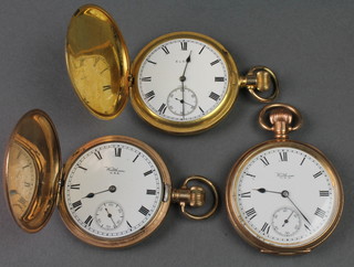 A gentleman's gilt hunter pocket watch, 1 other and an open faced ditto