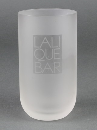 A frosted Lalique bar glass, lower cased etched mark 5" 