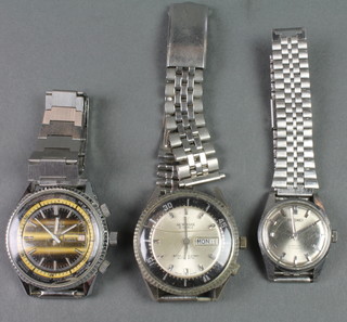 A gentleman's steel cased Newmark chronograph wristwatch and 2 others 