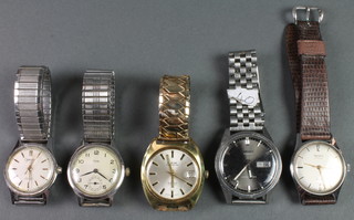 A gentleman's steel cased 1970's Rotary wristwatch and 4 others