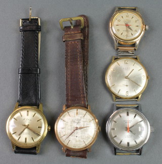A gentleman's gilt cased Roamer wristwatch and 4 other watches