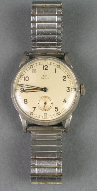 A gentleman's Military issue  KM Speck steel cased wristwatch with seconds at 6 o'clock 