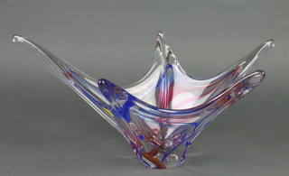 A Scandinavian polychrome glass free form bowl 16" 