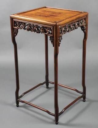 A 19th Century Chinese hardwood occasional table with pierced and carved apron 29"h x 16"w x 15"
