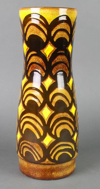 A Poole yellow ground waisted vase with geometric decoration 85 16" 