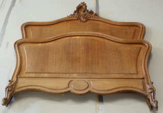 A French carved oak double bed frame 65"h x 62 1/2"w x 81"d 