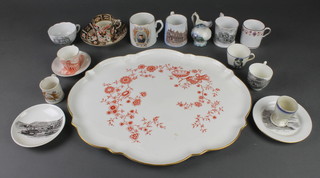 A Royal Crown Derby Japan pattern teacup and saucer, a cabinet tray and minor china 